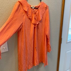 flowy coral bell sleeved low cut dres